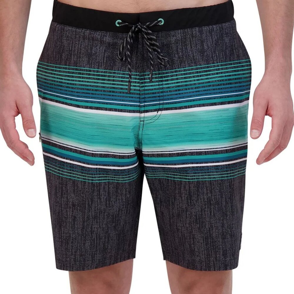 ZeroXposur Flex Performance Stretch Swim Aqua, Grey & Blue striped Trunks XL NWT - Picture 2 of 11